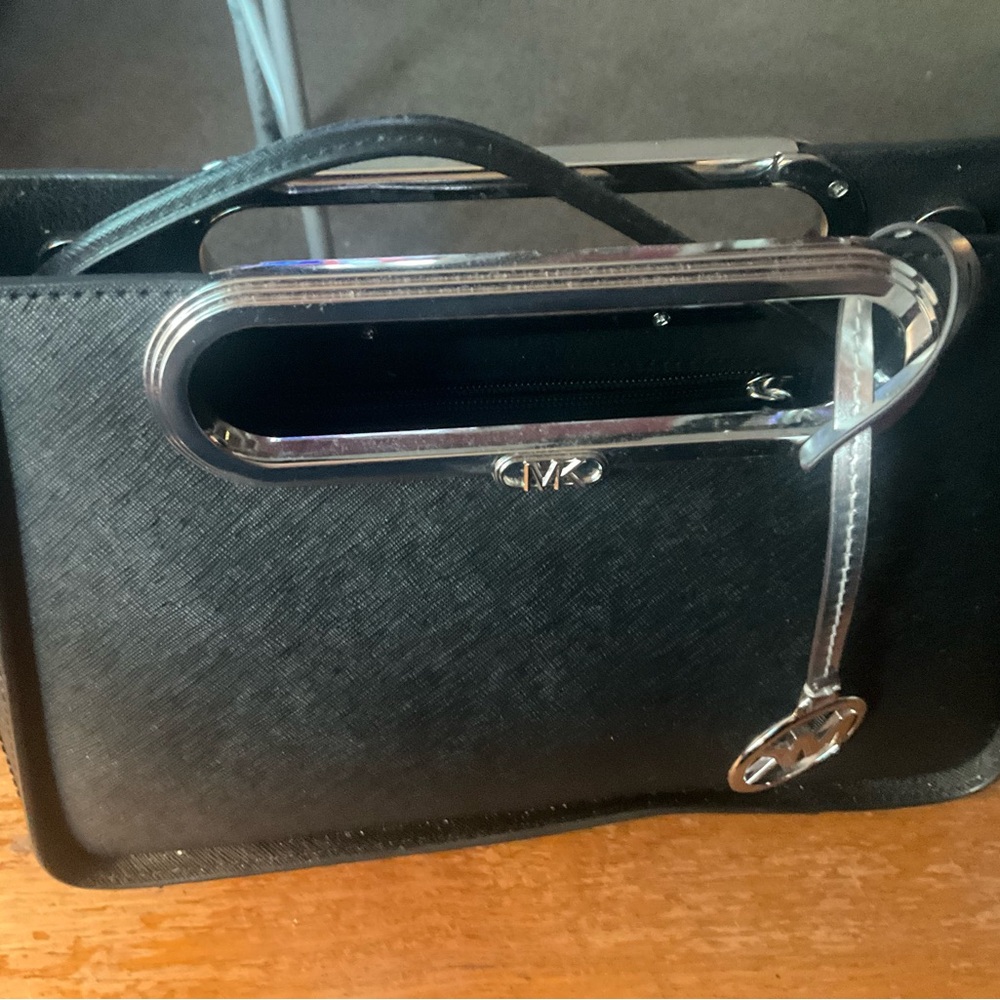 Michael Kors Black Clutch with Silver Details